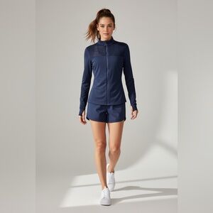 C and C California Navy Blue Mesh Panel Full Zip Athletic Jacket Womens Size L